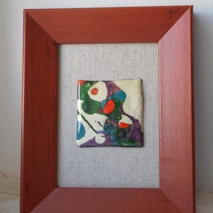 Collectable stunning vintage Limoges enamel hand painted abstract framed picture / plaque
