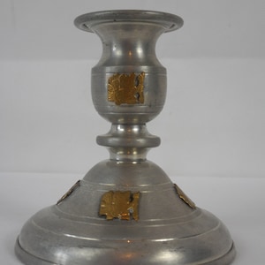 stunning vintage small Bolivian pewter elegant candle holder