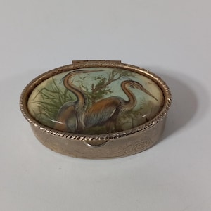vintage French Metal shaped pill box / trinket box / ornament