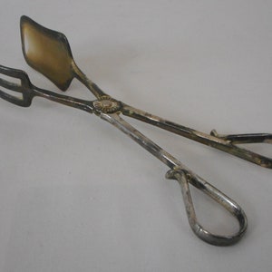 Collectable vintage French silver plated metal cake serving scissors / cake server