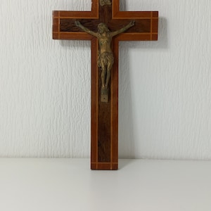 vintage French wooden religious crucifix cross / French Décor / Religion