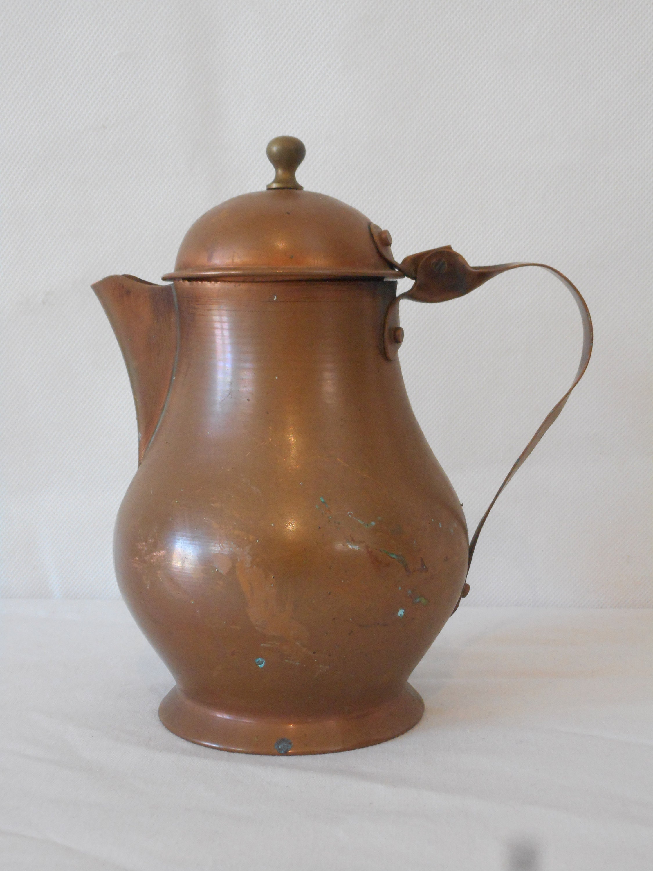 Vintage Français Cuivre Petit Couvercle Crémeux/Pot à Lait Pichet Cafetière
