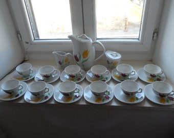 set da tè/caffè vintage in porcellana francese Luneville da 27 pezzi
