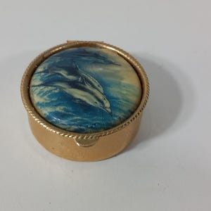 Collectable vintage French Metal shaped pill box / trinket box / ornament