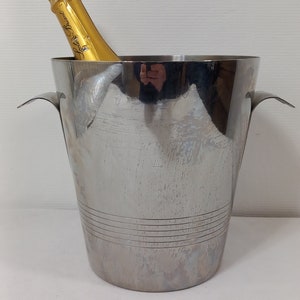 Collectable vintage French stainless steel champagne ice bucket / barware