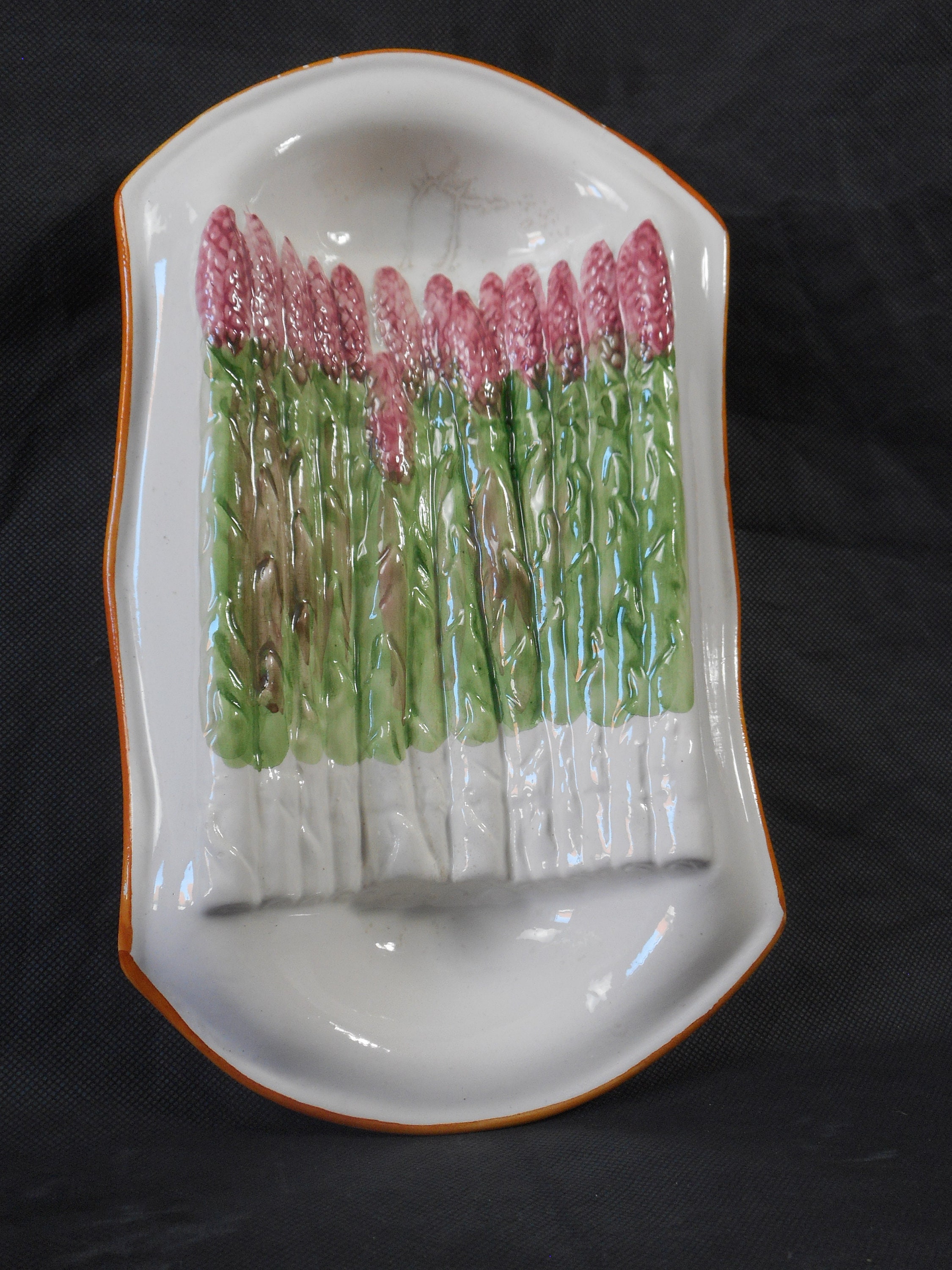 Superbe Millésime Français Céramique Asperges Plat de Service/Plateau