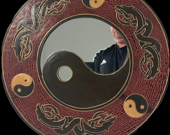 vintage French wooden decorative wall hanging mirror / French decor