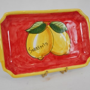Stunning rare vintage Italian Dip.A Mano ceramic hand painted Lemon serving dish Rare