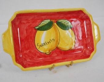 Stunning rare vintage Italian Dip.A Mano ceramic hand painted Lemon serving dish Rare