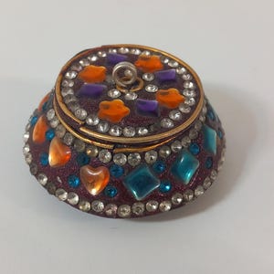 vintage French hand made Metal pill box / trinket box