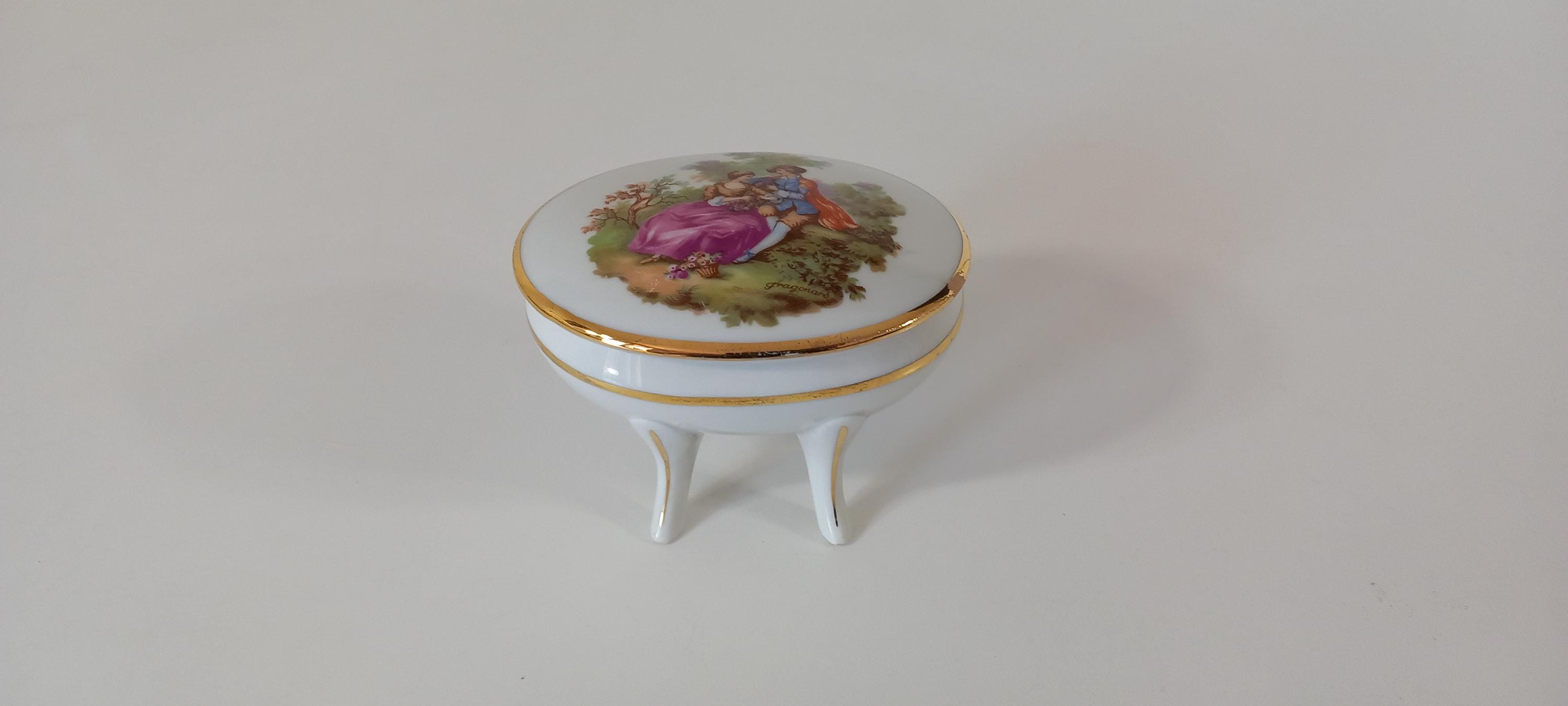 ヴィンテージドイツバイエルン磁器蓋付き小物入れ/ジュエリーボックス