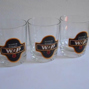 set of three vintage W&P Scotch Whisky Shot Glasses