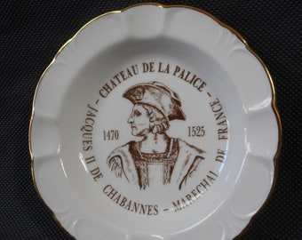 Collectable vintage French Limoges porcelain stamped table ashtray