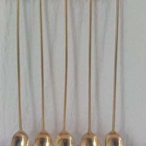 set di 5 cucchiai vintage francesi in metallo color oro / cucchiaini da latte / cucchiaini da caffè