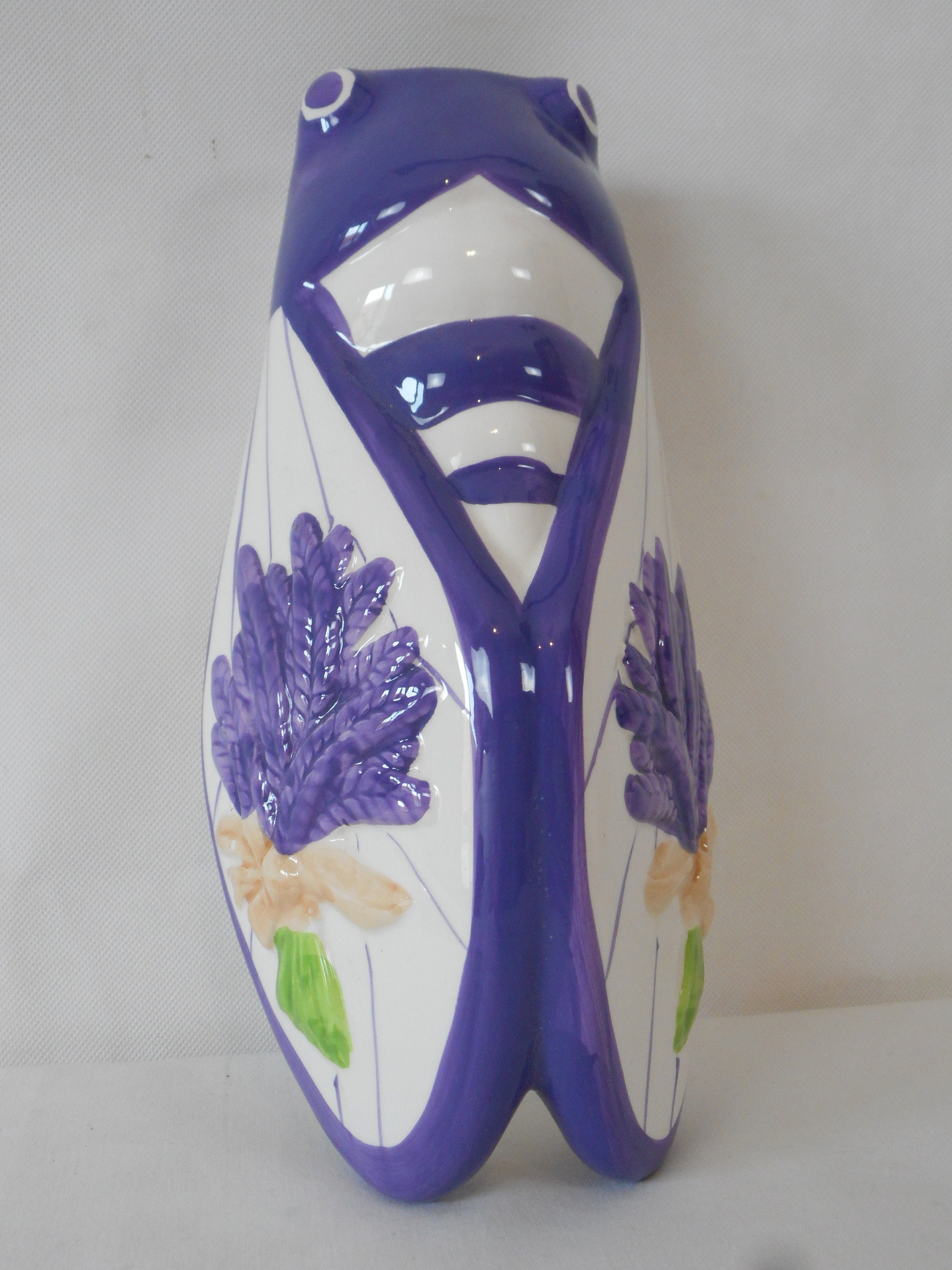 Superbe Rare Vintage Français Grand Mur Cigale Ornement Monté/Vase de Poche