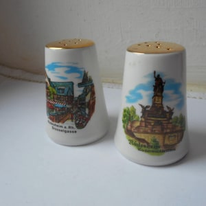 vintage French porcelain decorative salt and pepper pots / tableware