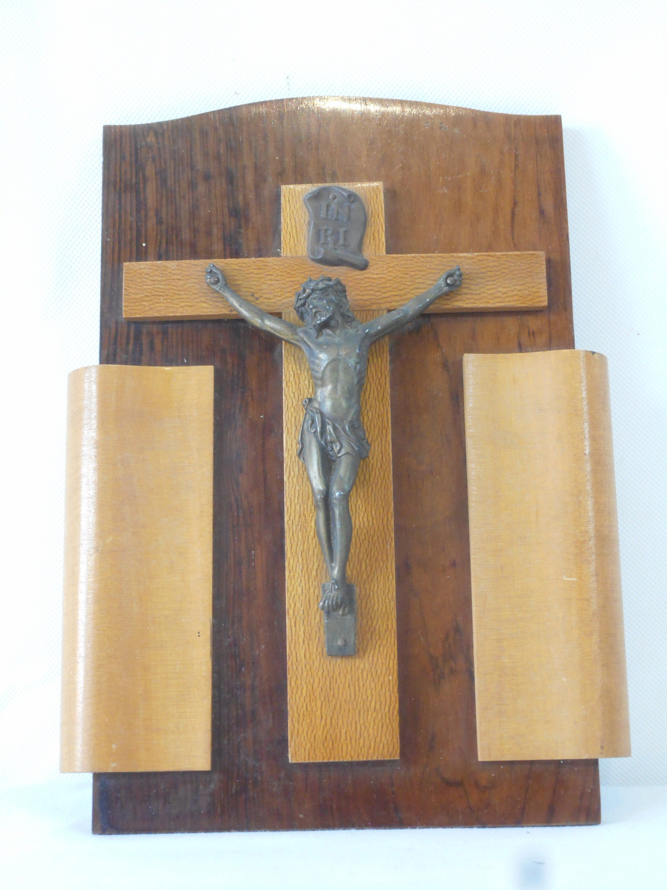 Croix de Crucifix Religieux Vintage Français en Bois Montable Au Mur