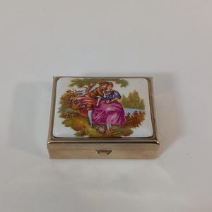 vintage French Metal shaped pill box / trinket box / ornament