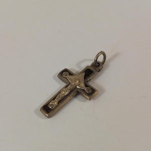 vintage French Religious Metal crucifix necklace pendant / Crucifix