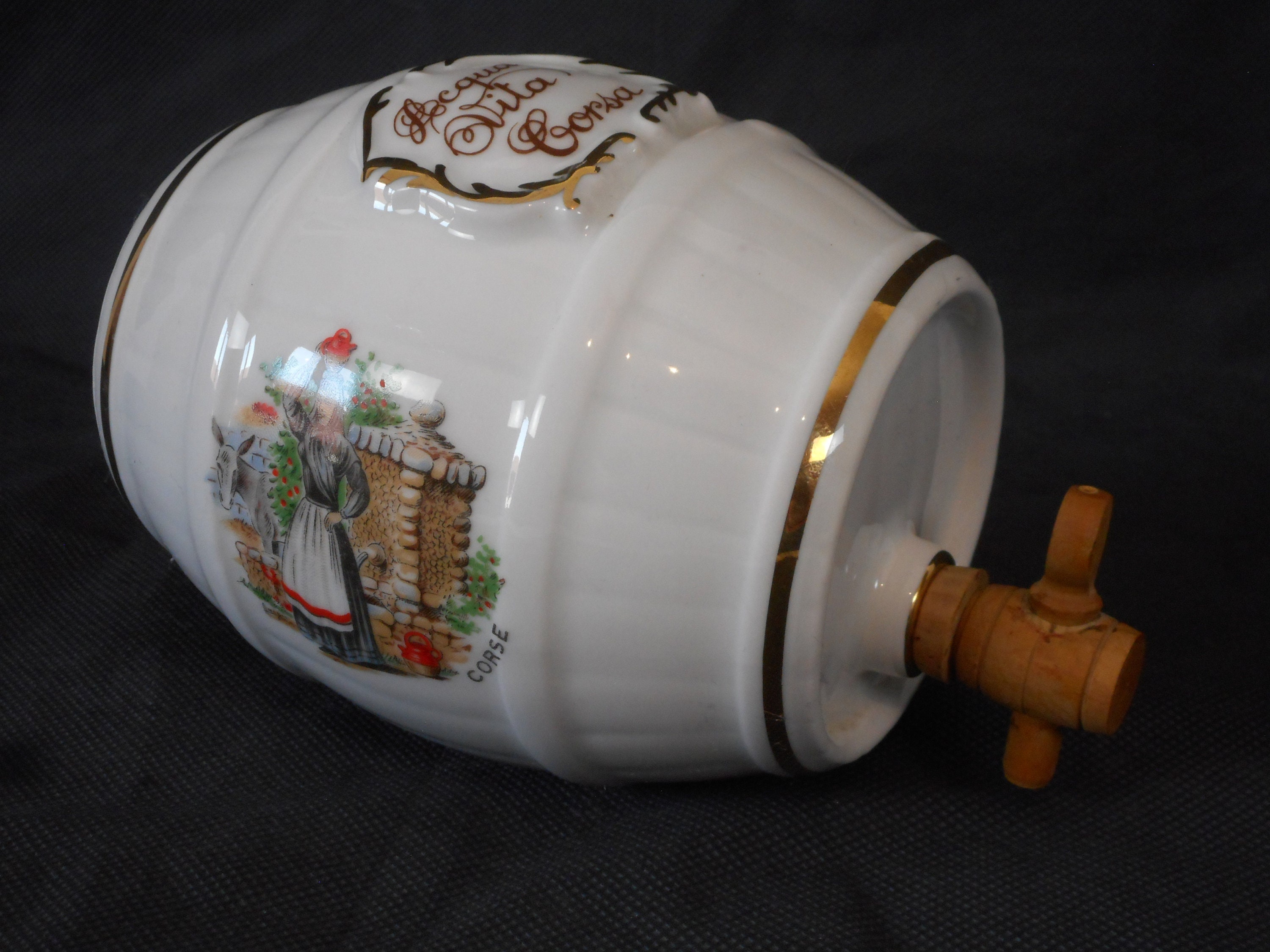 Carafe d'alcool en Forme de Baril Porcelaine Vintage à Collectionner