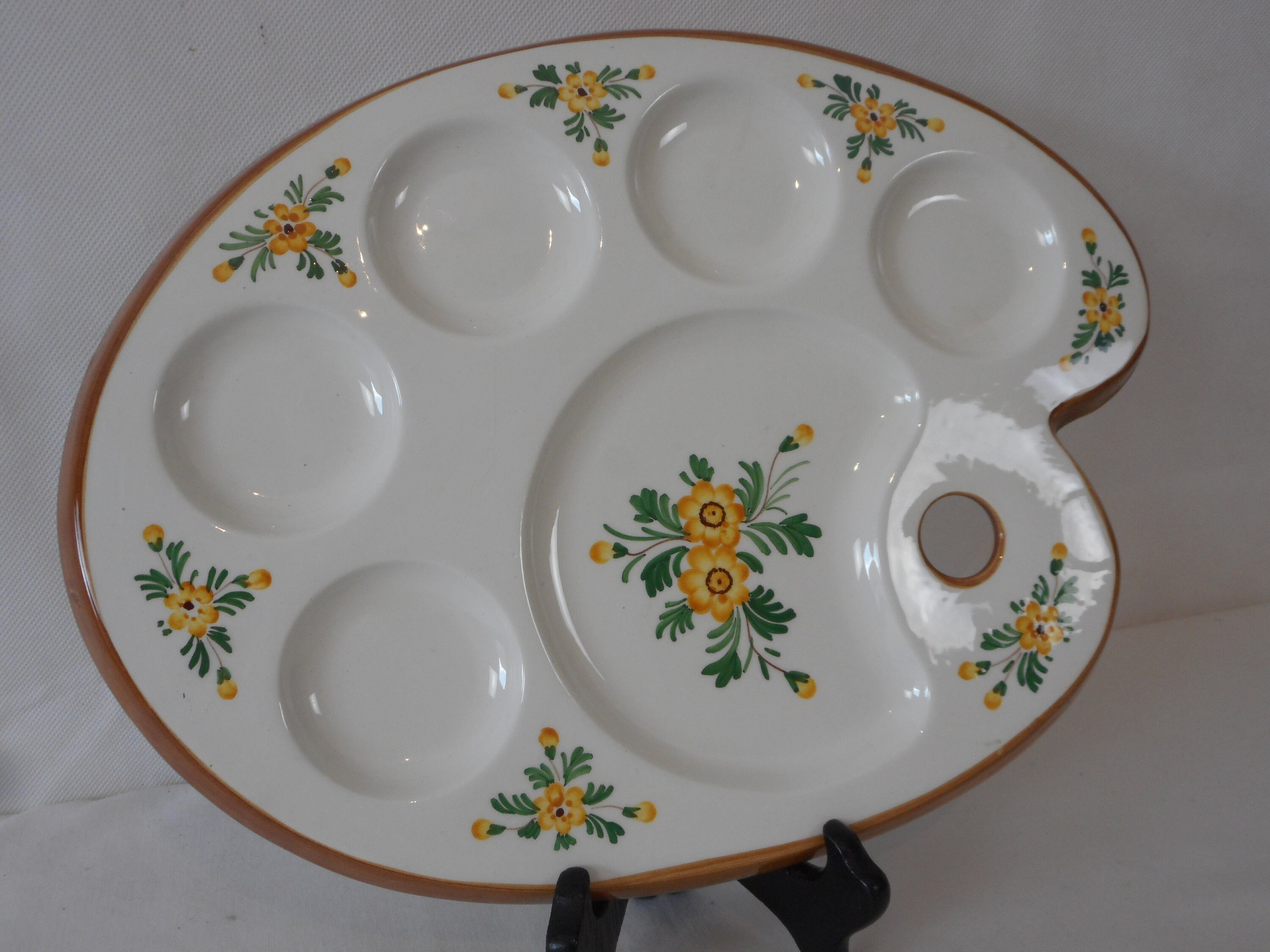 Très Rare Vintage Italien Raffaello Bassano Céramique Peinte à La Main Artistes Palette de Service P