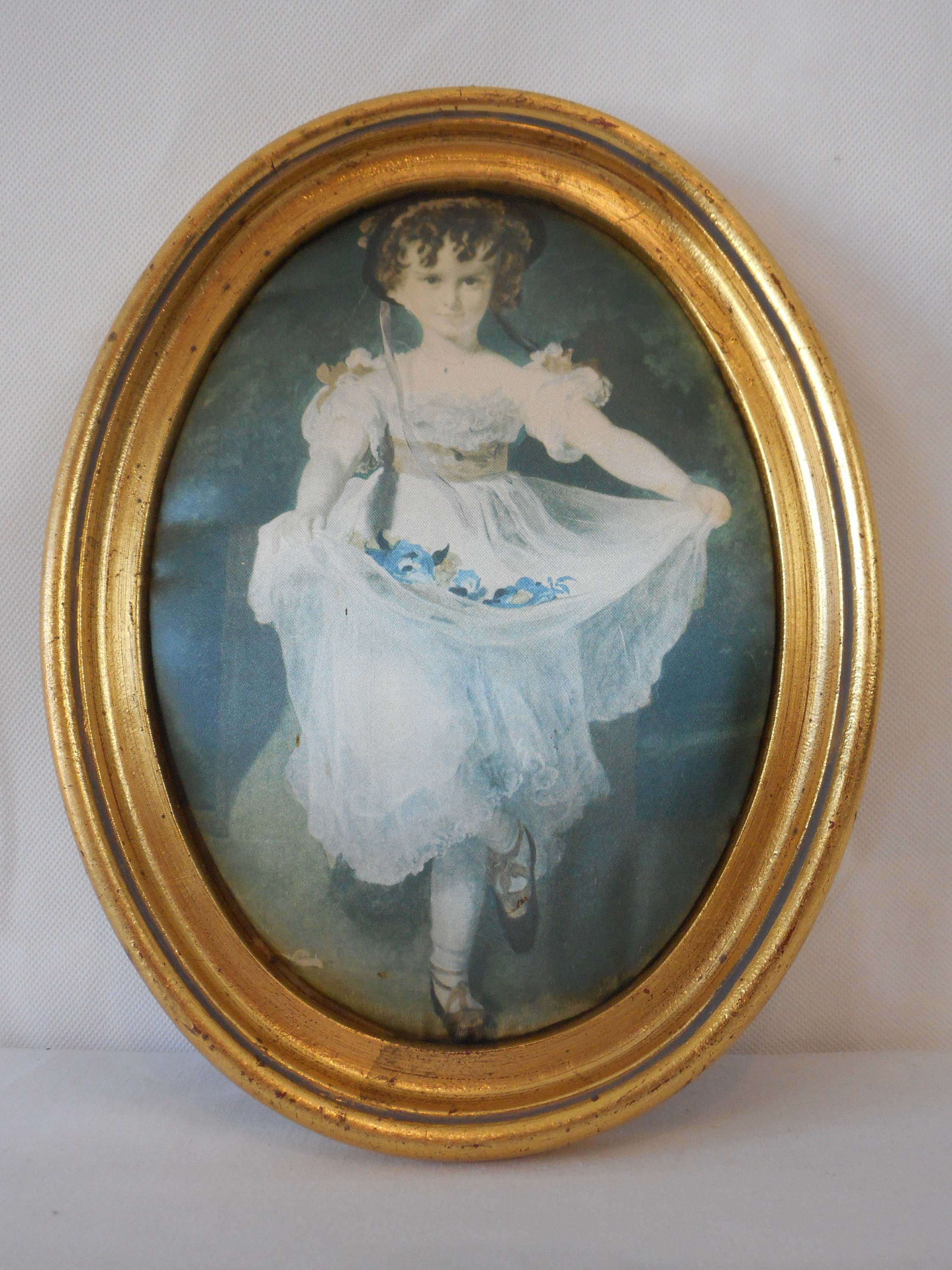 Collection Vintage Français Image/Décor Montable Au Mur en Soie Encadrée