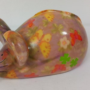 vintage French hand made and hand painted money box / Piggy bank