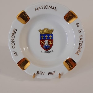 vintage French Limoges porcelain decorative shaped table ashtray / cigarette ashtray