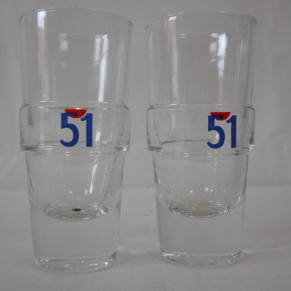 set of 2 vintage French Pastis 51 drinking glasses