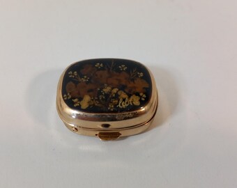 ヴィンテージ フランス製 小さな金属製ピルボックス / 小物入れ / 装飾