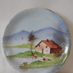 Elegant vintage French Limoges porcelain decorative hand painted plate
