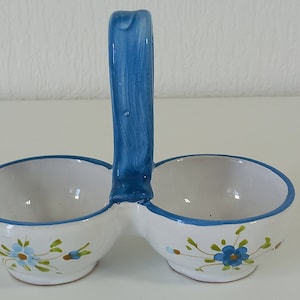 vintage Italian hand painted porcelain table salt & Pepper cellar / tableware