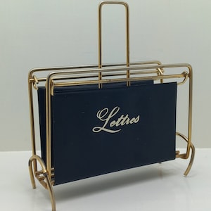 Vintage francés pequeño metal decorativo estante para cartas/adorno accesorios de oficina