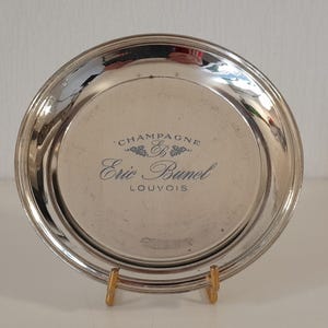 vintage French silver plated metal Champagne bottle coaster / barware / tableware