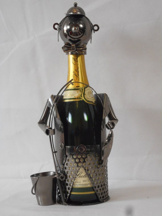Stunning Vintage French Hand Made Metal Wine Bottle Holder Designed as a Fisherman Etsy Canada