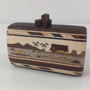 Vintage Hand made wooden coin purse / purse