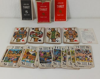 jeu complet de cartes de tarot françaises vintage et de cartes à jouer / Lecture de tarot
