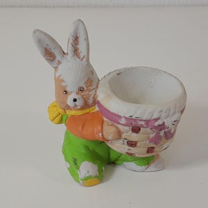 p## vintage French hand painted shaped egg cup / tableware / kitchenware