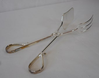 Collectable vintage French silver plated metal cake serving scissors / cake server