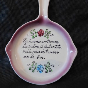 vintage French porcelain hand painted shaped wall plaque / French Decor