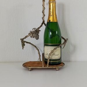 vintage French silver coloured metal wine bottle holder / tableware / barware
