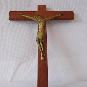 vintage French wooden religious crucifix cross