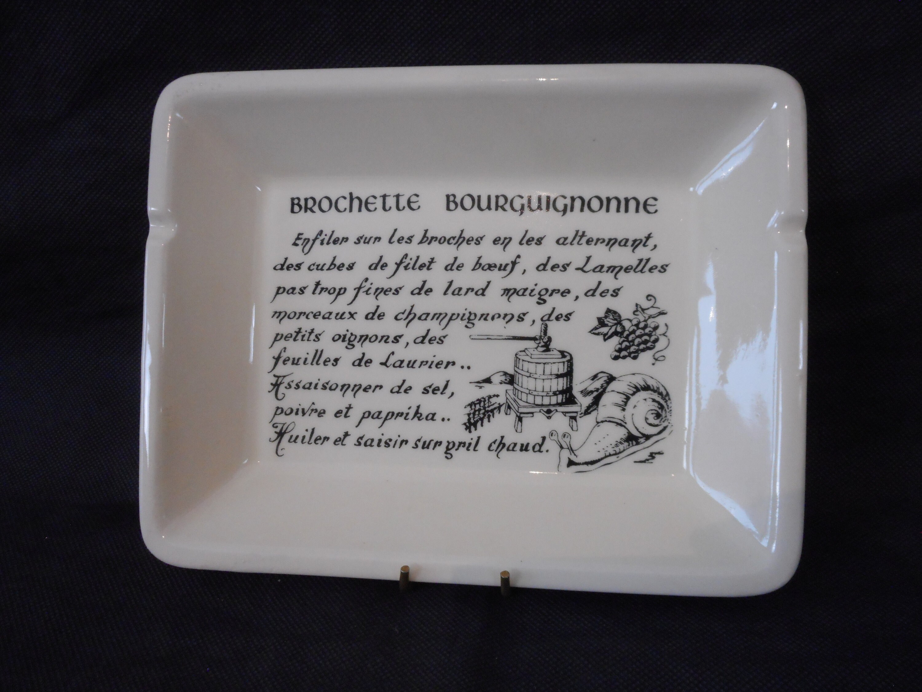 Vintage Français Gien France Céramique Brochette Bourguignonne Recette Kebab/Assiette