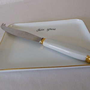vintage French Limoges porcelain Foie Gras serving plate and knife / Dish / French kitchen