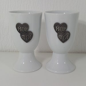 Pair of vintage French porcelain coffee cups / chocolate cups / vases