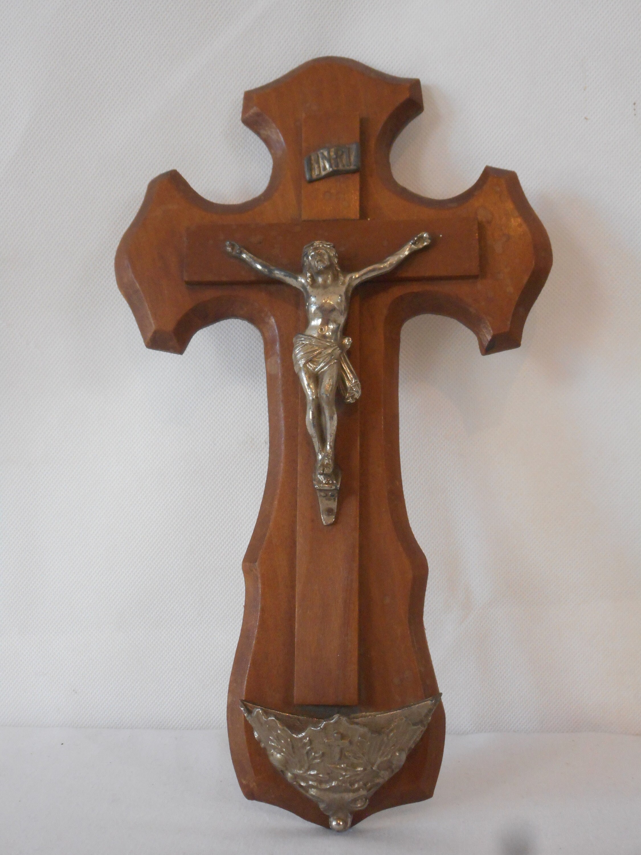 Vintage Français en Bois Mural Montable Crucifix Religieux Croix/Décor