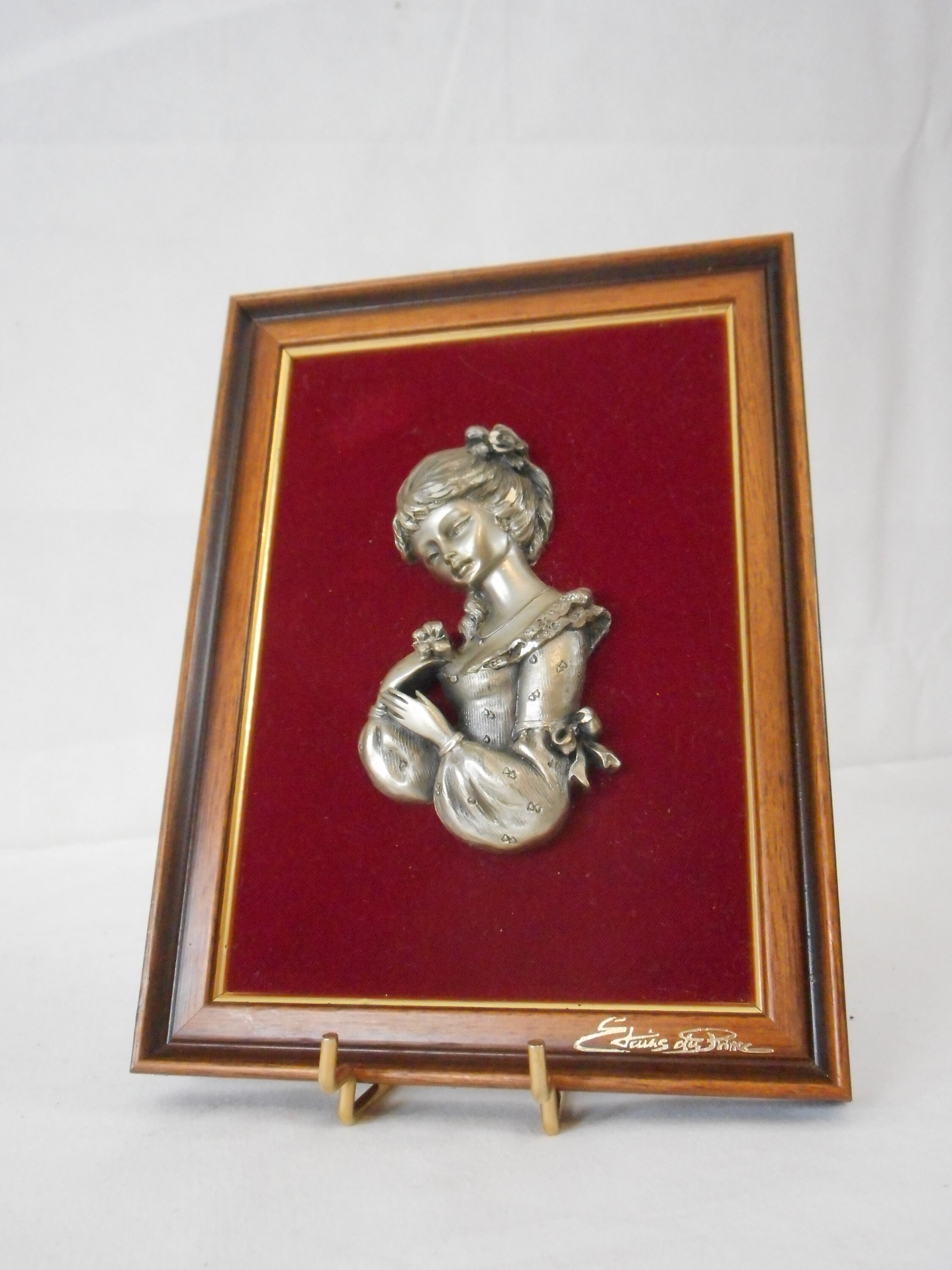 Collectionnable Vintage Français Etain Du Prince Mur Montage en Étain Image/Décor Français