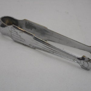 vintage French silver plated metal / Chrome sugar tongs / kitchenware