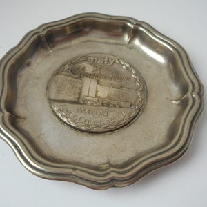 p## vintage French small miniature pewter decorative plate / ornament