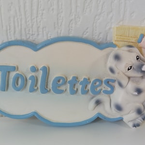 French cast resin hand painted Toilettes / Toilet door plaque
